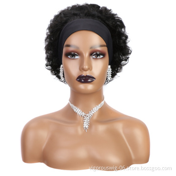 Vigorous vendor water wave wholesale cheap pixie cut short natural raw mink brazilian human hair grip headband wigs